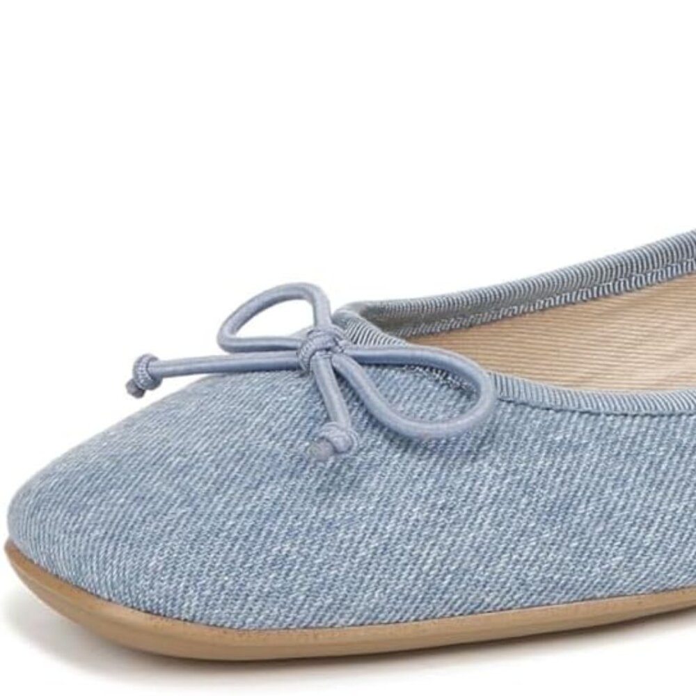Franco Sarto Womens Abigail Bow Ballet Flats Denim Blue Fabric 7 M